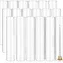18 Pcs Hurricane Candle Holder Sleeve, H:14" D:3" Bottomless Glass Cylinder Candleholder Tall Clear Glass Cylinder Open Both Ends, Chimney Tube Cover, Open Ended Candle Shade