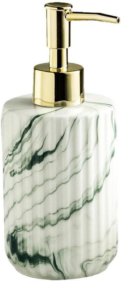 Comeon Ceramic Soap Dispenser for Bathroom Kitchen Countertop, Marble Dispenser with Gold Pump, Lotion Liquid Hand Soap Dispenser Bottle for Home Decor (Green)