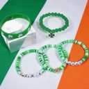 2 x St. Patrick's Day Bracelets with 4 Leaf Clover Irish Festivities Accessories Nature Stone Bracelet Trendy Gift for Adults Women