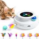 ORSDA 2in1 Interactive Toys for Indoor Cats, Timer Auto On/Off, Cat Toy Balls & Ambush Electronic Cat Mice Toy for Entertainment with 6pcs Feathers, Dual Power Supplies