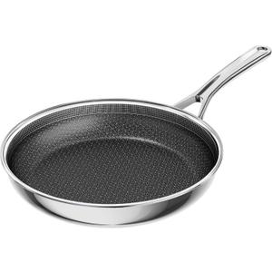 Non Stick Frying Pan 11 Inch,Stainless Steel Ceramic Skillet,Nonstick Cooking Pan,PFAS PFOA PTFE Free&Non Toxic,Induction Compatible-Gas&Electric Stovetops,Oven&Dishwasher Safe, Chef's Pan
