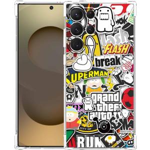 Case for Samsung Galaxy S25 Ultra with Pop Culture Design,Aesthetic Cartoon Sticker Bomb Art Collage,Clear Slim Soft TPU Bumper Phone Cover,6.9(Pop,s25u)