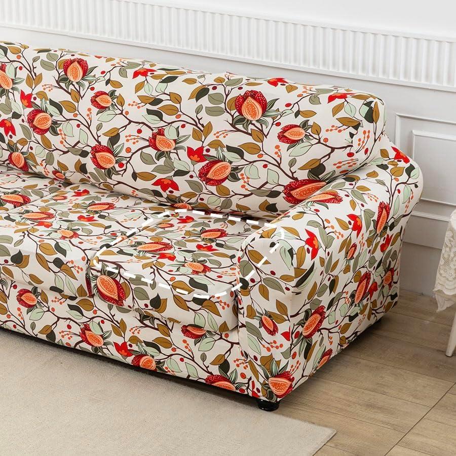 Lamberia Printed Sofa Slipcovers with Separate Cushion Covers (Leaves, Loveseat)