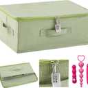 Briwooody Discreet Lockable Toy Bag Storage Organizer Toy Bag Storage Bins Case with Zipper Lid for Women and Men Clothes Container(Light Green,15 x 10 x 6.3 Inch)