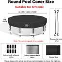 SAFANA 12FT Pool Cover for Above Ground Pool, 12ft Round Swimming Pool Cover [Upgrade 420D Thicker] Protective Leaf Cover with Reflective Strip, Tear Resistant Durability Fabric, UV Resistance, Black