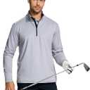 Quarter Zip Pullover Men Performance Dry Fit Stripe Mock Neck Midlayer Golf 1/4 Zip Pullover Mens Sweatshirt