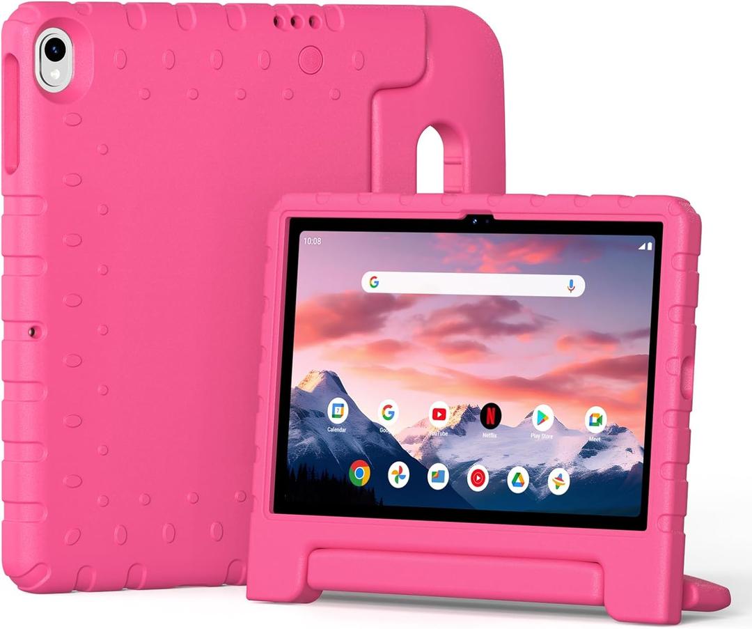 Bolete Kids Case for Onn 10.1 Tablet Case 2024 Gen 4 (Model:100135925),Kidfriendly Shockproof Soft EVA Adjustable Stand Cover for Onn Tablet 10.1 Inch 2024.Rose Red