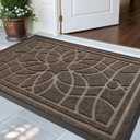 DEXI Front Door Mat Outside Entrance, Heavy Duty Non Slip Low Profile Doormat for Entryway, Trap Dirt and Moisture Welcome Mats, Easy Clean, Patio, Garage, 32x48, Brown