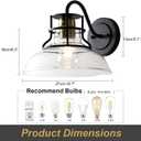 Farmhouse Wall Sconces,Gooseneck Barn Light,Gold and Black Wall Sconce,Vintage Wall Lamp with Clear Glass Shade,for Bathroom Porch Kitchen Living Room (1 Pack)