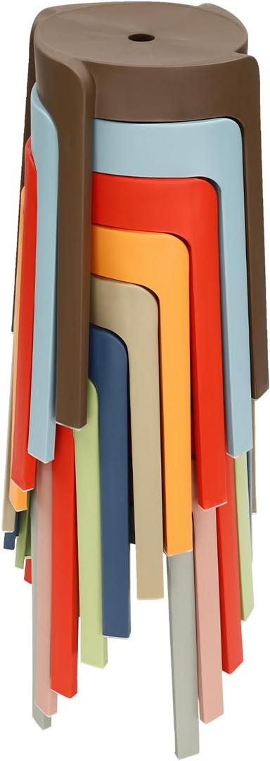 LOYALHEARTDY 10 Pack Plastic Stackable School Stools, 18" Classroom Plastic Stool Nesting Round Stool for Toddlers Classroom Furniture School (Colorful)