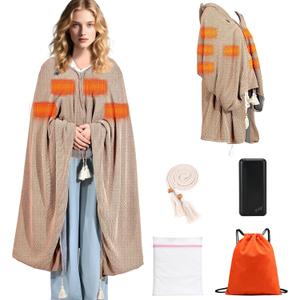 71" x 43" Wearable Heated Blanket, 20,000mAh 7.4V Power Bank, 3 Heat Levels, 11 Panels, Machine Washable, Laundry Bag & Belt