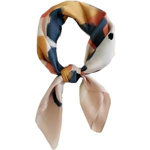 FONYVE Silk Feeling Scarf Medium Square Satin Head Scarf for Women 27.5  27.5 inches (11 Oil Paint Pink)