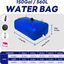 560 L/150 Gallon Water Bladder Tank, Blue Portable RV Water Tank, Large Capacity Water Storage Bladder for Camping, Garden, Emergency, Outdoor Sports