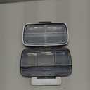 Travel Pill Organizer - Airtight Medicine Case for Traveling Portable Pharmacy Box with Labels Vitamin Container 8 Compartment Supplement Medication Holder Large Capacity Daily (Black)