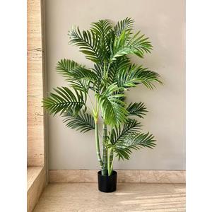 Artificial Areca Palm Plant Tall with Pot | Realistic Faux Palm Tree for Living Room, Office, Balcony & Indoor Decoration | Maintenance-Free Green Decorative Plant, 49 Inches 