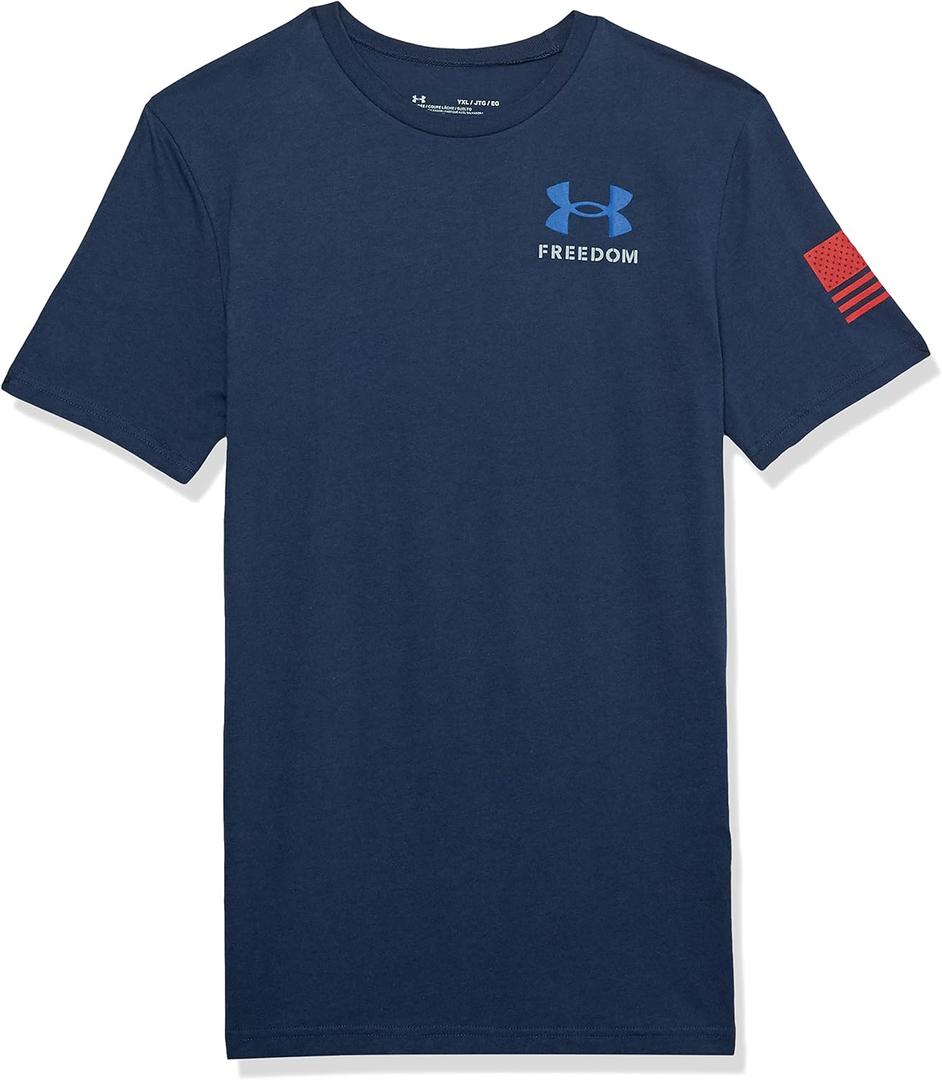 Under Armour Boys New Freedom Flag T-Shirt (Large, (408) Academy / Steel / Red)
