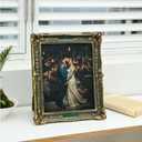 4x6 Vintage Picture Frame - Elegant Black and Gold Ornate Antique Frame with Glass Front, Tabletop & Wall Display (Green, 4X6)