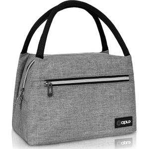 opux Lunch Bag for Women, Insulated Lunch Box Tote for Girls Work Adult School, Small Reusable Cooler Bag Lunch Container Food Tote for Travel Picnic, Fits 11 Cans, Heather Grey