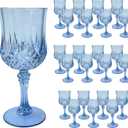 23 PCS Blue Plastic Wine Glasses,Reusable Plastic Wine Glasses,Blue Goblet Glass,Durable and Sturdy Cups Can Be Used for Various Parties Such as Weddings! 