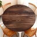 Round Fitted Tablecloth with Elastic Edge, Waterproof Stain Resistant Fabric Table Cover for 37"-44" Round Table, Indoor Outdoor Dining, Kitchen Decor, Camping, Party, Holiday, Walnut Wood