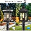 Outdoor Post Lights 21 Inch Height Large Size Lamp Post Outdoor Lighting Black Porch Lights Outdoor Pillar Lantern with Water Ripple Glass for Garden Backyard Walkway and Pathway, 21.2 inch