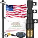 11 Gauge Telescoping Flag Pole for Outside House with Solar Light, 20 FT Heavy Duty 45K PSI & 95 HBW Hard Aerospace Aluminum Flagpole Kit, 120MPH Wind Unbending Telescopic Outdoor In-Ground Flag Poles