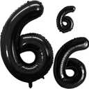 GOER Black Foil Balloons Number 6,Huge Number Balloons for 6th Birthday Party Supplies Anniversary Decorations (3 pcs,42 inch,32 inch,16inch)