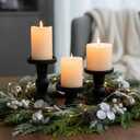3 PCS Glass Candle Holder - Black Pillar Candle Holder Set for Candlesticks Taper Tealight - Matte Black
