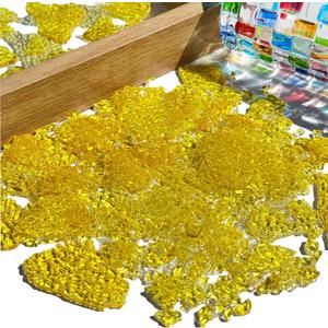 Yellow Cracked Ice Glass Mosaic Tiles for Crafts Bulk, 3.5oz Value Pack Stained Glass Pieces, Mosaic Making Supplies for Stained Glass Projects