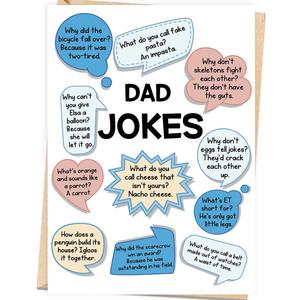 4 x Asmallgf Fathers Day Card Gift for Dad Him, Humor Father's Day Decoration Gifts from Son Daughter Kids, Emergency Dad Jokes Card, Meaningful Message for Father