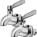Oak Leaf Replacement Spigot for Beverage Dispenser, Stainless Steel Spigot for Drink Dispenser, Water Dispenser Faucet, Food Grade, 2 Pack