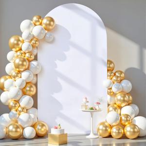 7.2 ft Arch Backdrop Cover White, Double-Sided Spandex Arch Covers Stretchy Backdrop for Balloon Arches Birthday Party Baby Shower Banquet Wedding Photo Background