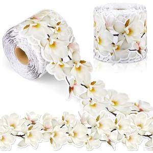 Panelee Spring White Magnolia Flower Border 68.9 Feet Bulletin Board Border Butterflies Flowers Bee Space Inspirational Cute Decor for Classroom Bulletin Boards Chalkboard Wall Decor