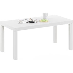 Furinno CLASSIC Coffee Table, Modern Rectangle Coffee Table with 1.8" Triple Thick Tabletop, Side Table, Toolless Assembly, for Living Room, Home Office, White