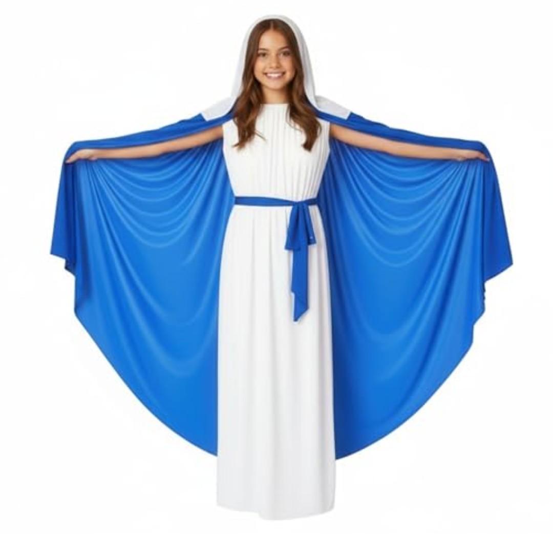 Morph Virgin Mary Costume for Kids, Mary Costume for Girls, Nativity Costumes for Kids, Christmas Costumes for Girls, Large