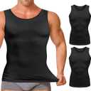 Gotoly Men Compression Shirt Shapewear Slimming Body Shaper Vest Undershirt Tummy Control Tank Top (Small, 2 Pcs Black)