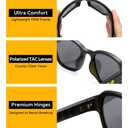 SMILEYWORLD Square Polarized Sunglasses for Women Mens, Small Fashion Sunnies, UV400 Protection, No Slip, No Bounce (Black)