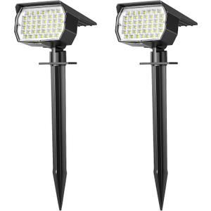 WENATY Solar Spot Lights Outdoor Waterproof IP65, 2 Pack Landscape Spotlights with 46 LEDs, 3 Modes Auto On/Off Solar Powered Flood Lights for Outside Pathway, Yard, Garden, Walkway (Cool White)