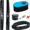 42" Deck Mower Tune Up Kit Compatible with Troy-Bilt TB42/Bronco/Pony 42 Craftsman T1000/T1200/LT1500 Huskee LT4200 942-04308 954-04060C 951-12260 with Blades, Belt,Air Filter,Oil Filter