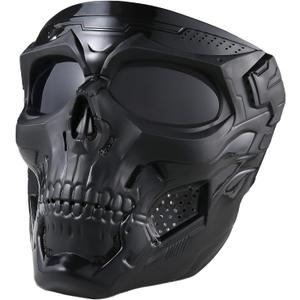Skull Mask Full Face Tactical Masks for CS Survival Games Shooting Cosplay Movie Paintball Halloween Scary Masks (Black)