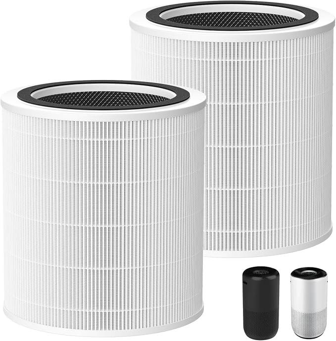 High-Efficiency Activated Carbon, Core 400S-RF for Pet Odors, Smoke, Pollen, LRF-C401S-WUS, 2 Pack, White