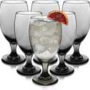 Libbey Classic Smoke Goblet Beverage Glasses, Set Of 6 Timeless Goblet Drinking Glasses - Dishwasher-Safe Glass Goblets for Wines, Smoothies & More, 6 Count