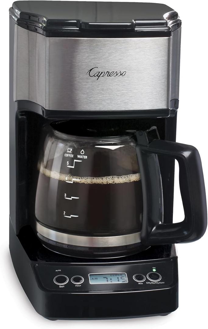 Capresso 5Cup Mini Drip Coffee Maker, Black and Stainless Steel