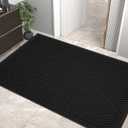 Sturdy Front Door Mat, Absorbent Muddy Dirt Resist Welcome Door Mats Outdoor Indoor, Stain and Fade Resistant, Non-Slip Rubber Backing Low Profile Doormat for Entryway, 6036, Black (3' x 5' (Rectangular))