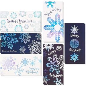 BEST PAPER GREETINGS Money Envelopes for Cash Gifts - 36 Pack, 3.6 x 7.25 Inch, Snowflake Winter Designs - Money Card Holder