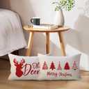 ULOVE LOVE YOURSELF Farmhouse Winter Holiday Throw Pillow Covers Winter Deer/Xmas Trees Lumbar Cushion Covers 1220 for Sofa Couch Porch Decor (Red)