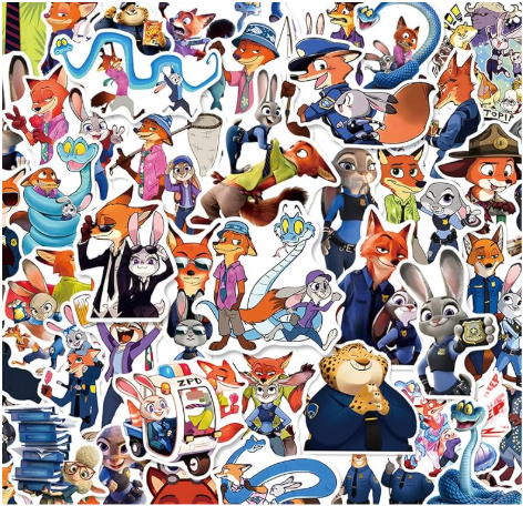 2 x 100 Pcs Anime Theme Stickers, Animals Cute Stickers, Movie Sticker Decorative Items Suitable for Tablets, Water Bottles, Refrigerators, Guitars, Scooters, Suitcases, and More