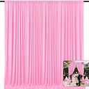 2 Panels Pink Backdrop Curtain, 10 x 10 Feet Polyester Background Curtains for Parties, Weddings, Baby Showers, Halloween, Christmas, Birthday Party Photoshoot Backdrop Curtains Decorations