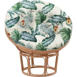 Waterproof Papasan Chair Cushions Outdoor Soft Circle Seat Pad, 45X45in,White Green