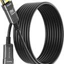 BlueRigger 8K Fiber Optic HDMI Cable 50FT (48Gbps, in-Wall CL3 Rated, 8K 60Hz, 4K 144Hz, HDCP 2.3, HDR10+) Ultra High Speed Long HDMI AOC 2.1 Cable - for Gaming, VR, HDTV, Monitor, PC